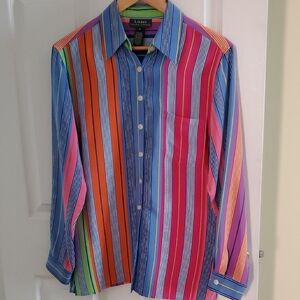 EUC Ralph Lauren Vibrant Striped Button Down Blouse